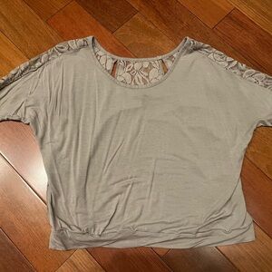 Express Taupe Lace Detail Women's Blouse